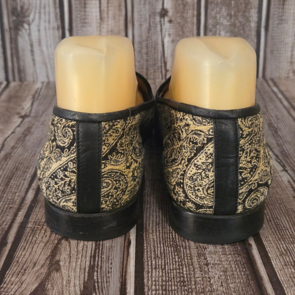 Sz 7.5 Womens Stubbs & Wootton Cream Black Paisley Tapestry Smoking Slippers - Picture 4 of 8